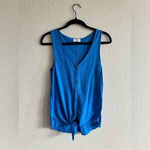 Madewell Cobalt Blue button down tank with front tie